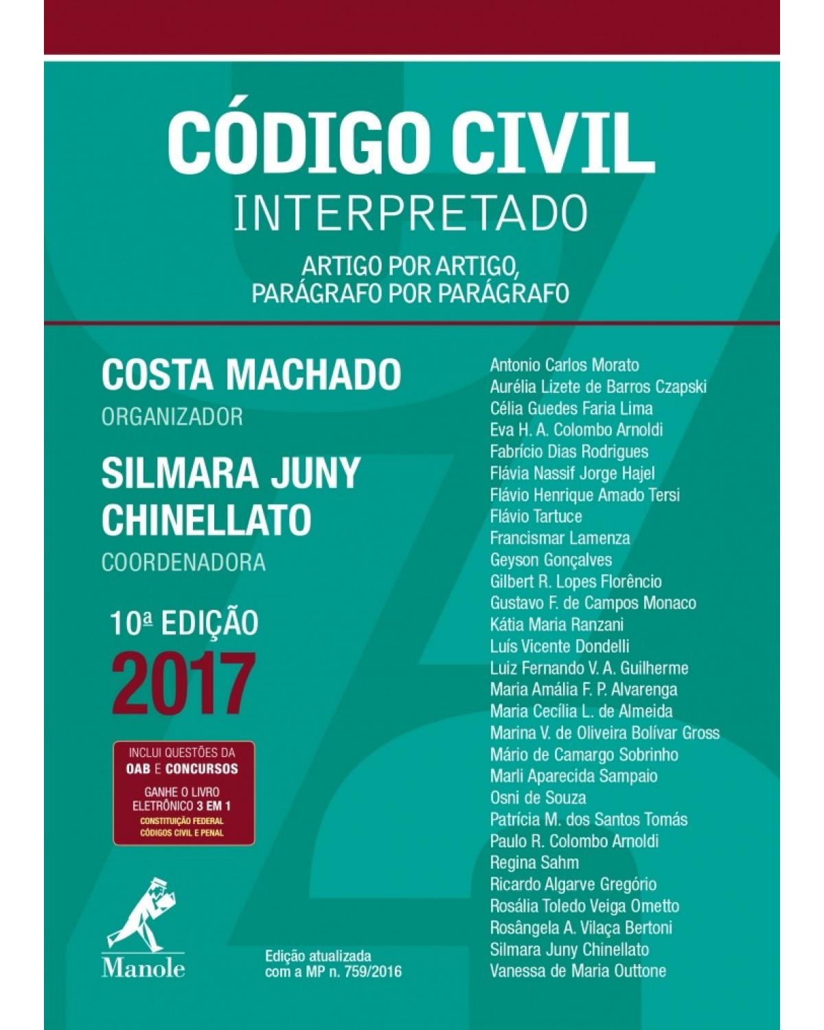 Código civil interpretado - Artigo por artigo, parágrafo por parágrafo - 10ª Edição | 2017