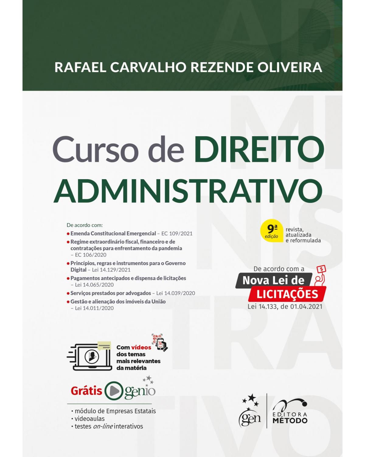 Curso de direito administrativo - 9ª Edição | 2021