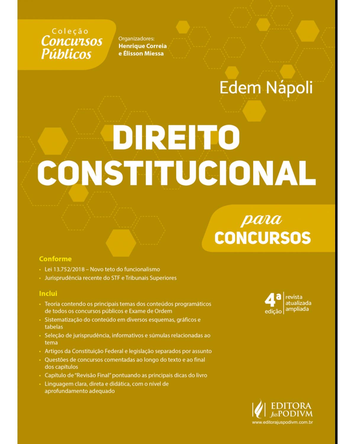 Direito constitucional para concursos - 4ª Edição | 2019