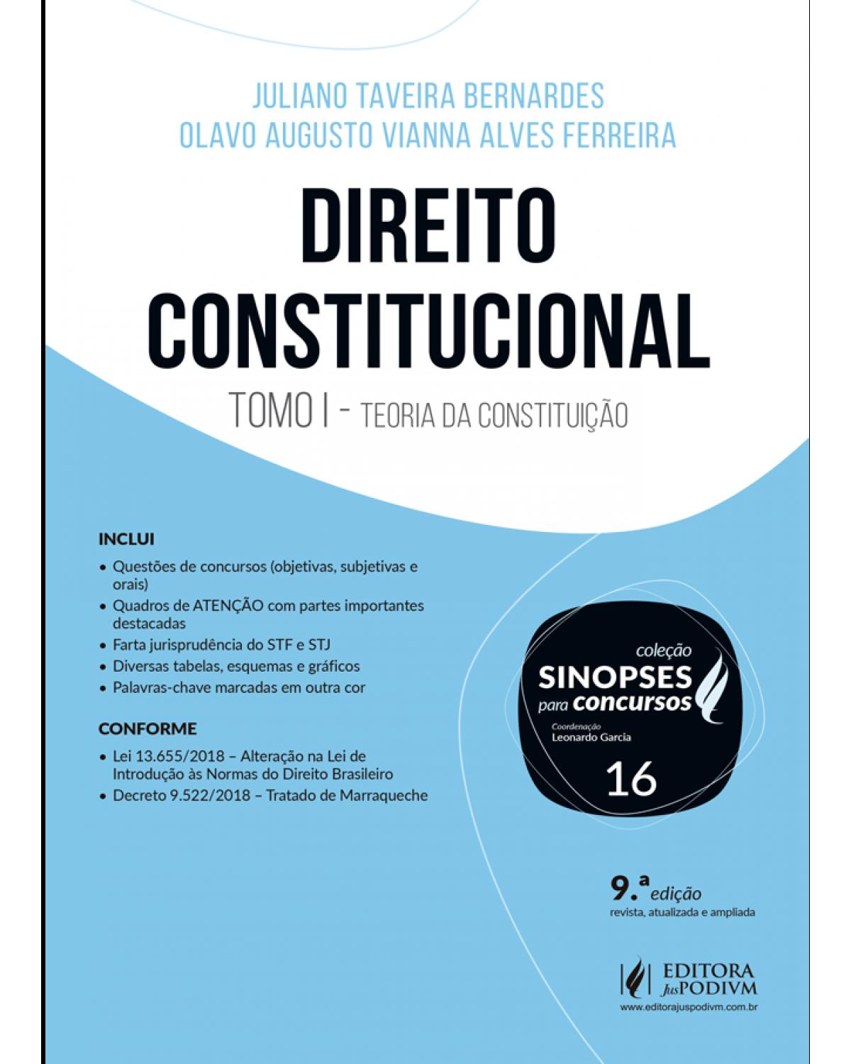 Direito constitucional - tomo I - Teoria da Constituição - 9ª Edição | 2019