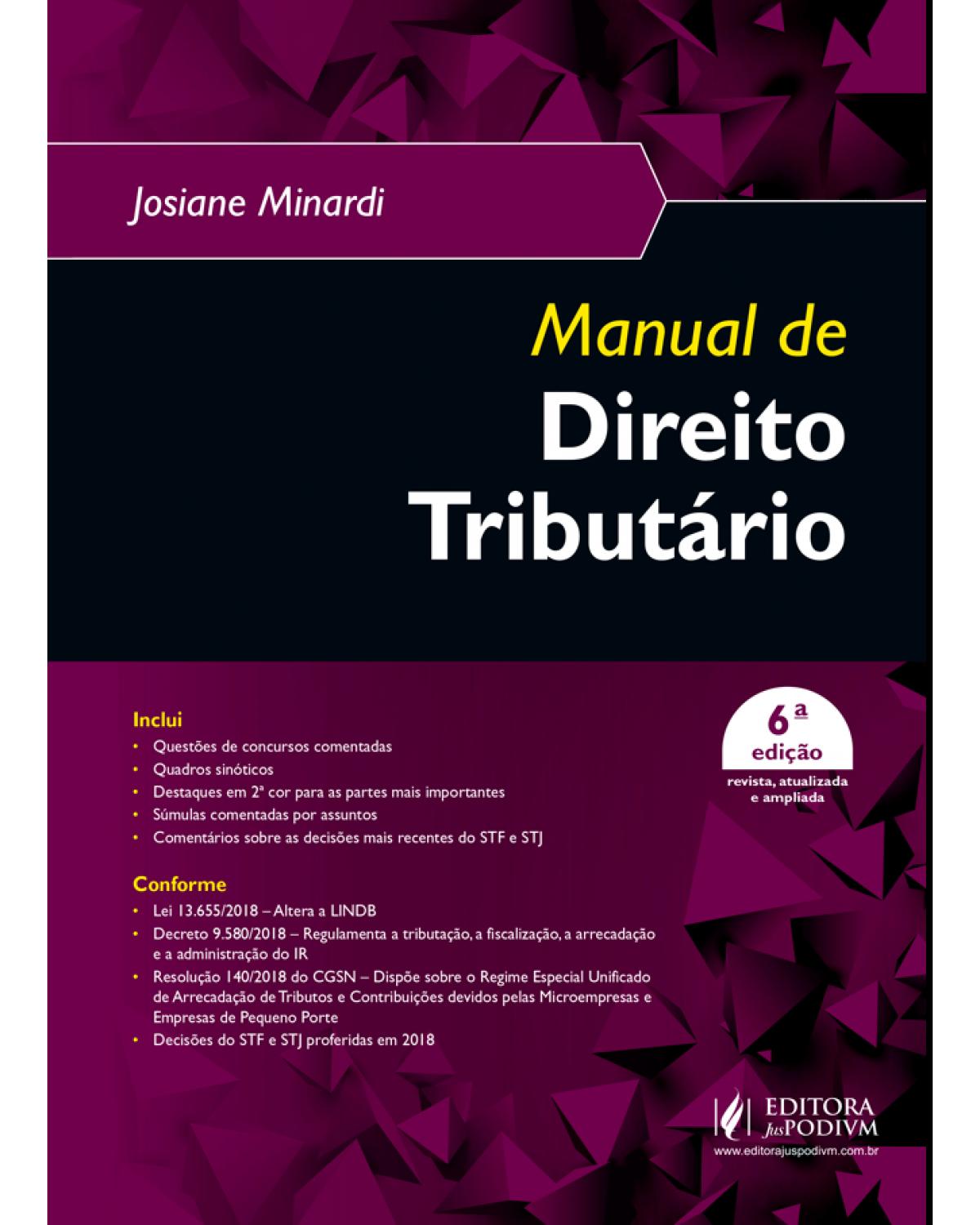 Manual de direito tributário - 6ª Edição | 2019