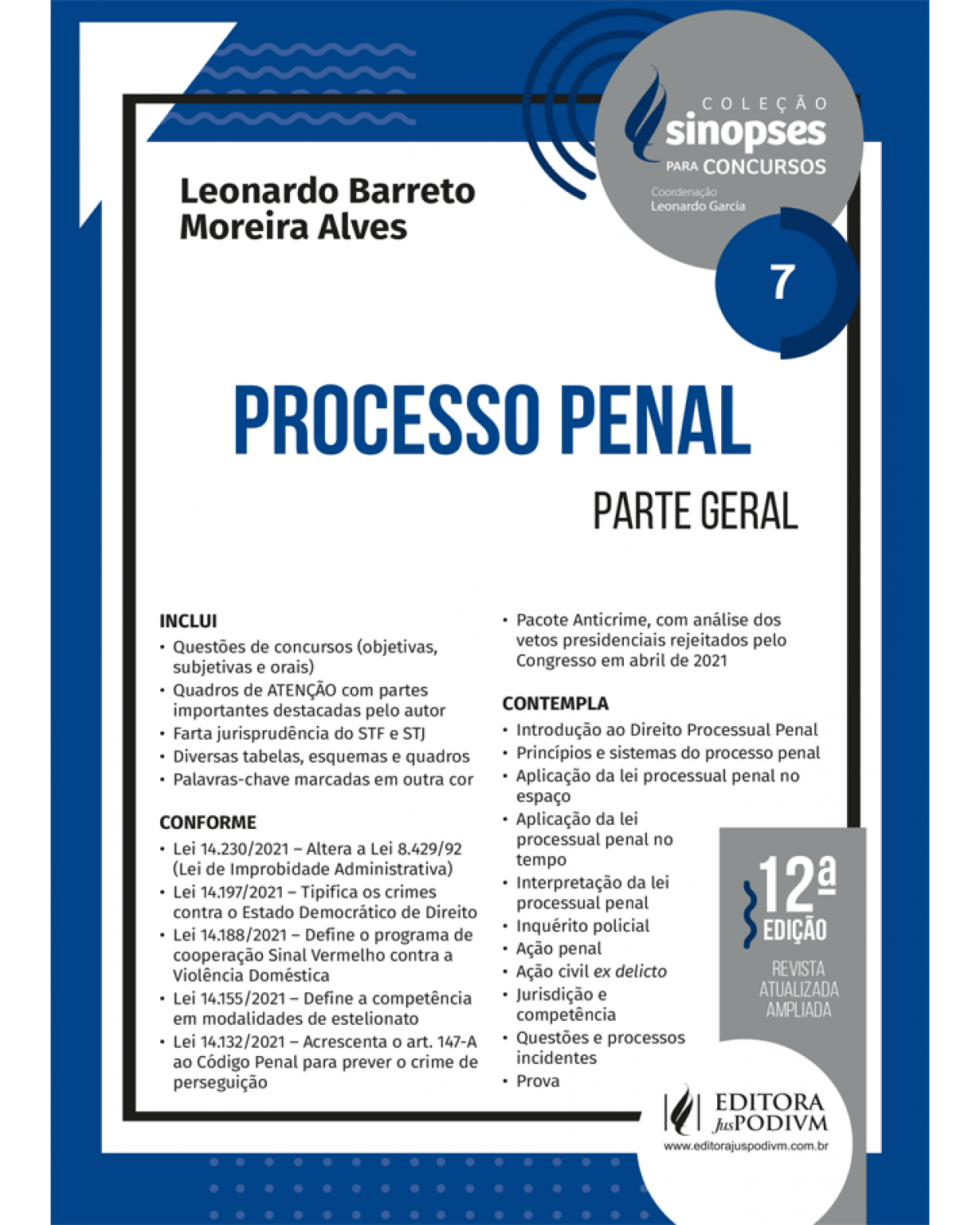 Sinopses para concursos - Processo penal - Parte geral - Volume 7:  - 12ª Edição | 2022