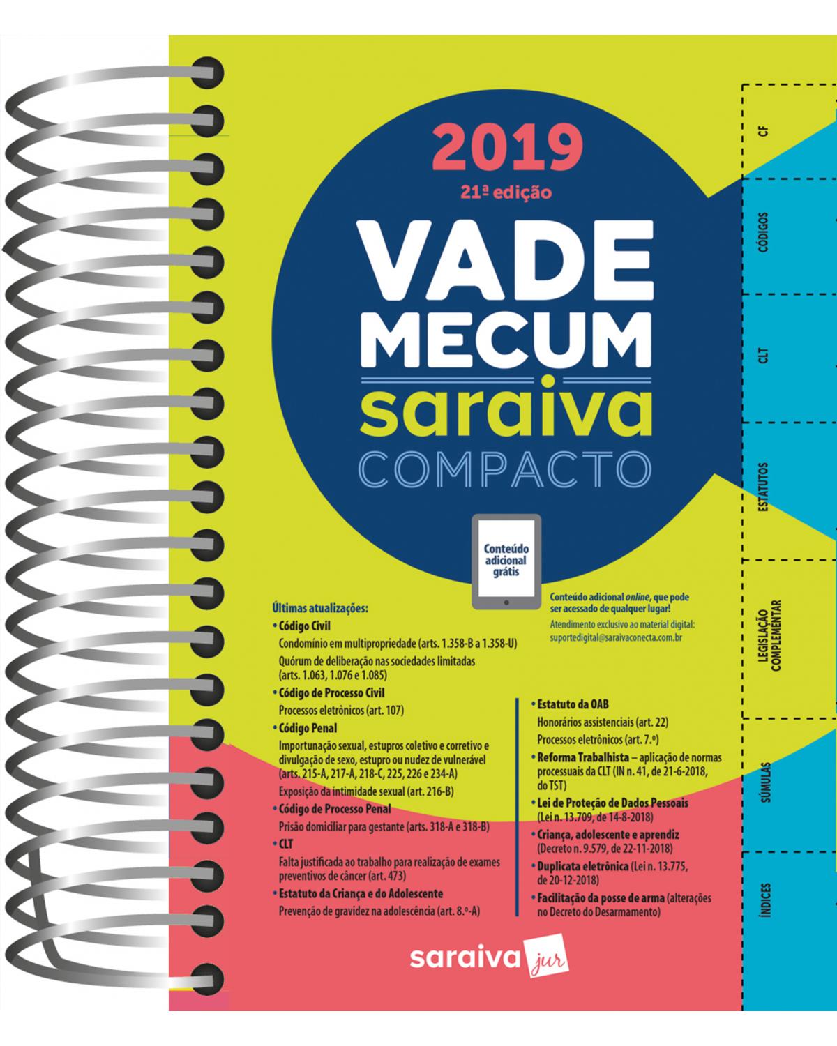 Vade mecum Saraiva compacto - 21ª Edição | 2019