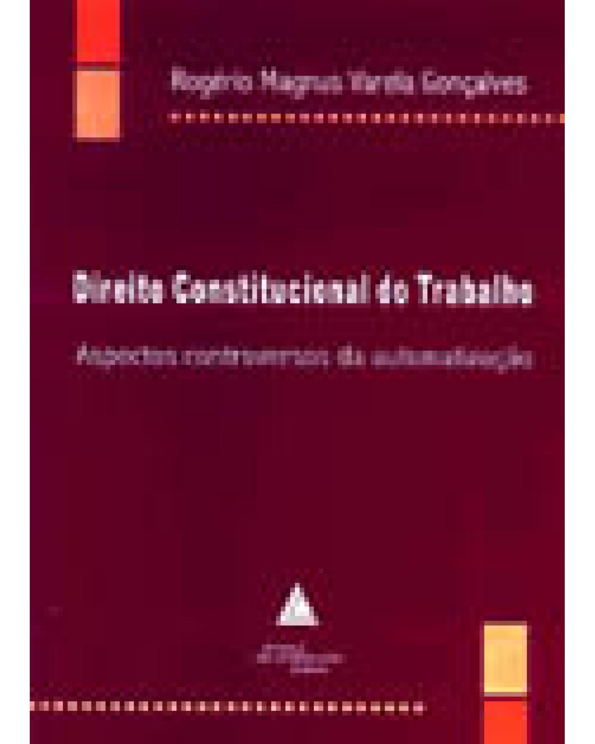 Direito constitucional do trabalho: Aspectos controversos da automatização - 1ª Edição