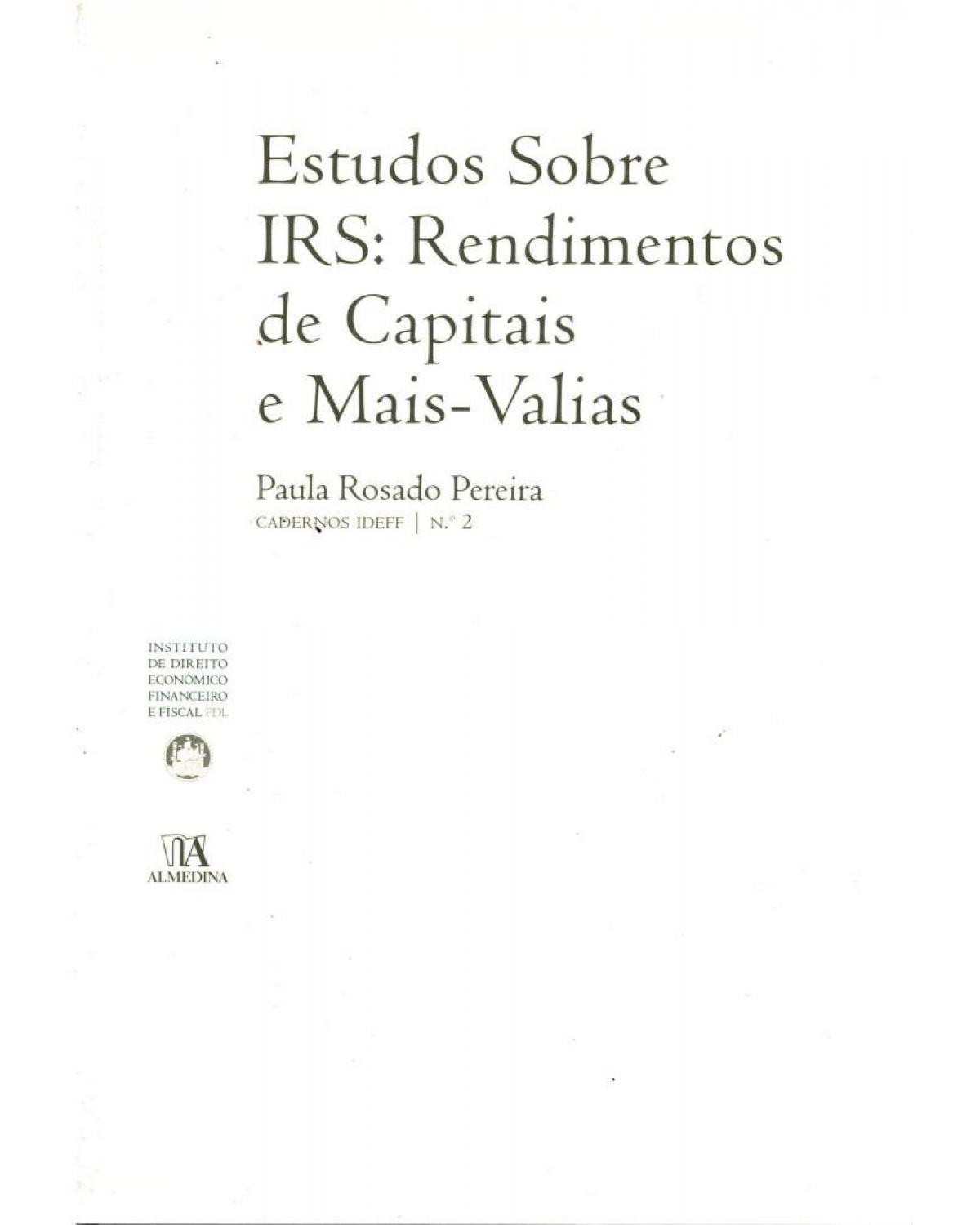 Estudos sobre IRS: rendimentos de capitais e mais-valias - 1ª Edição | 2016