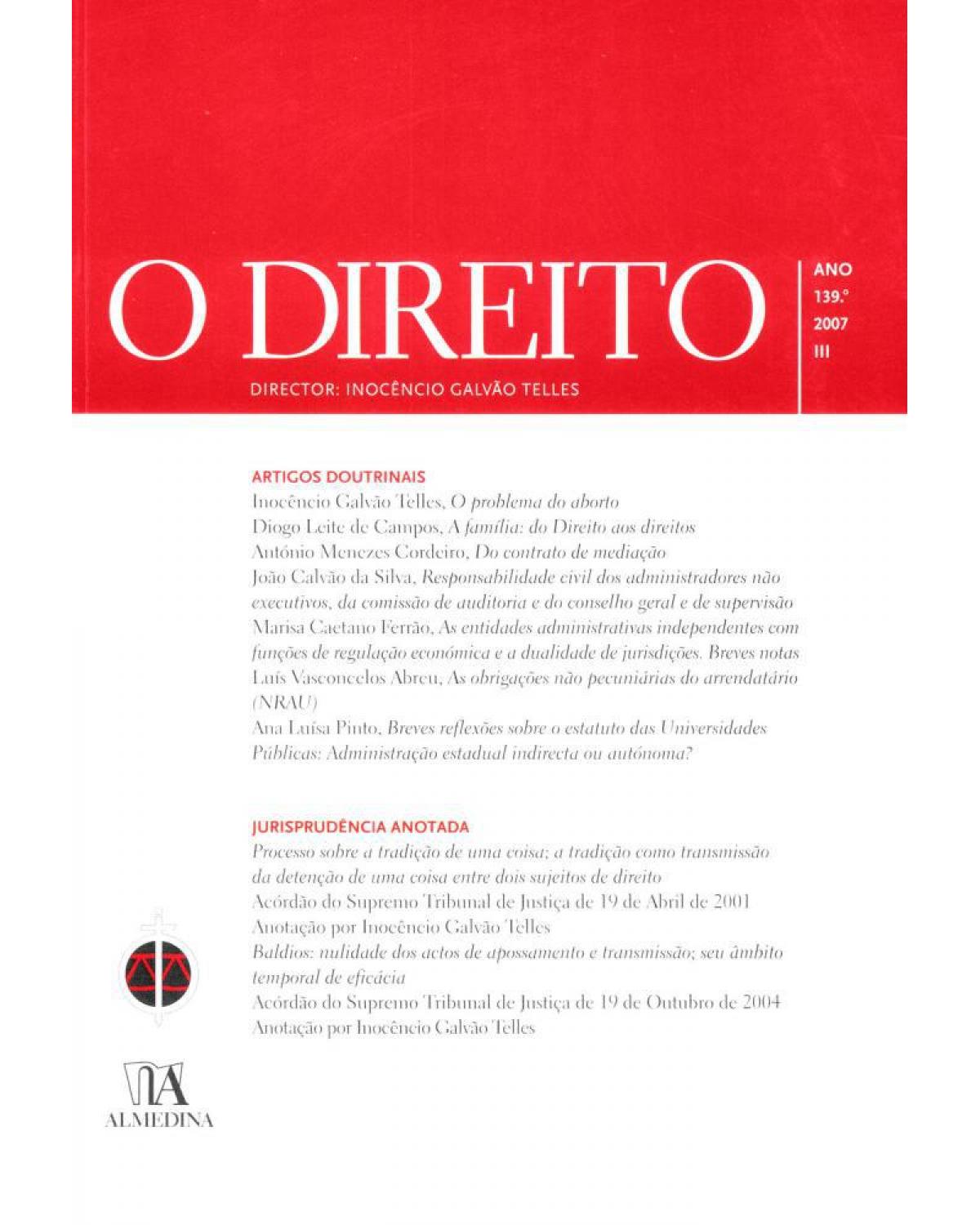 O direito: ano 139º - III - 1ª Edição | 2007