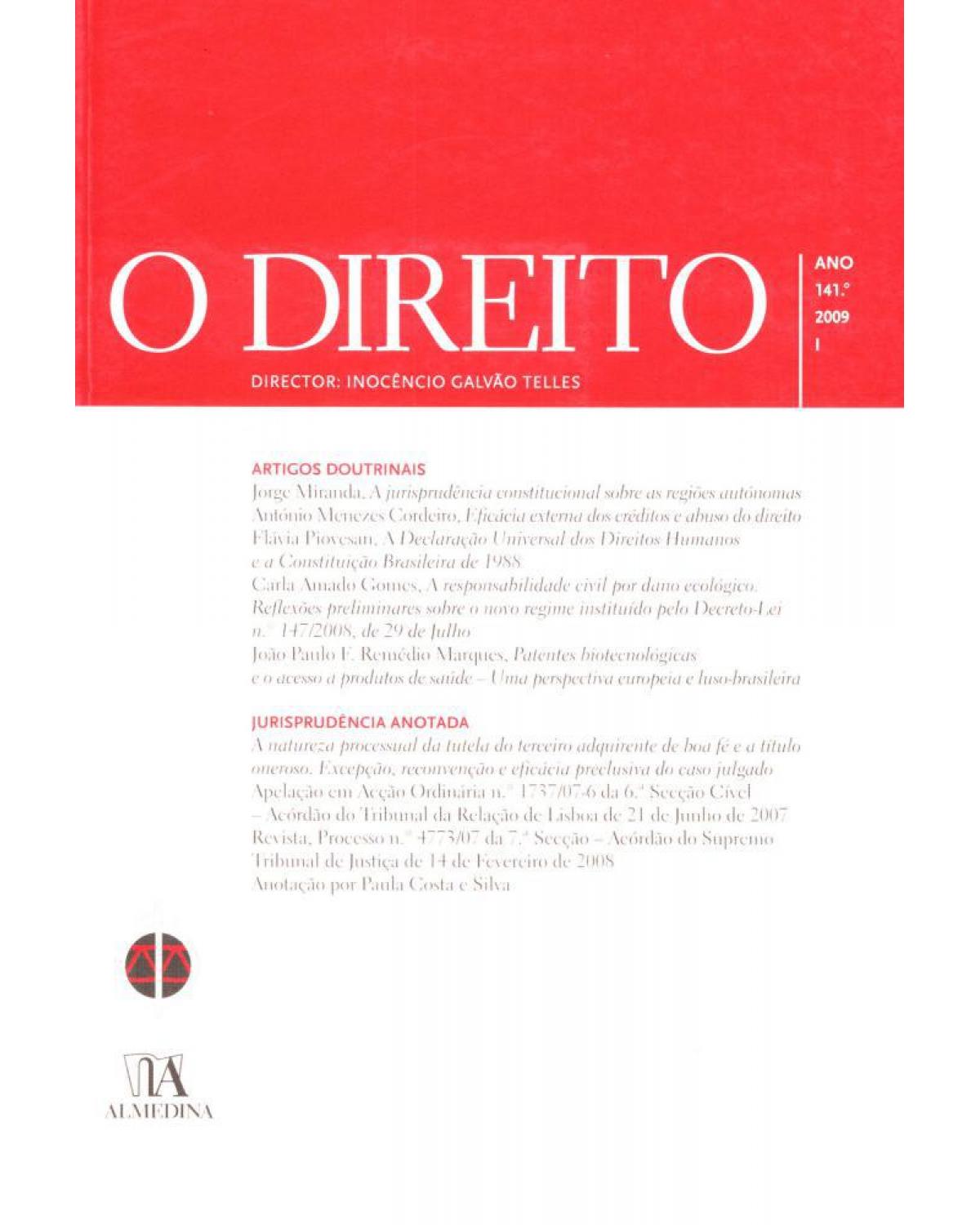 O direito: ano 141º - I - 1ª Edição | 2009