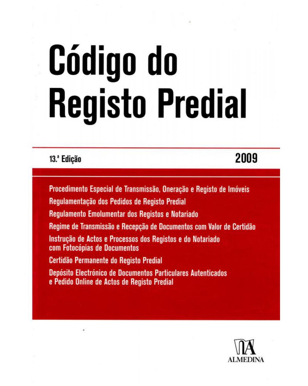Código do registo predial - 13ª Edição | 2009