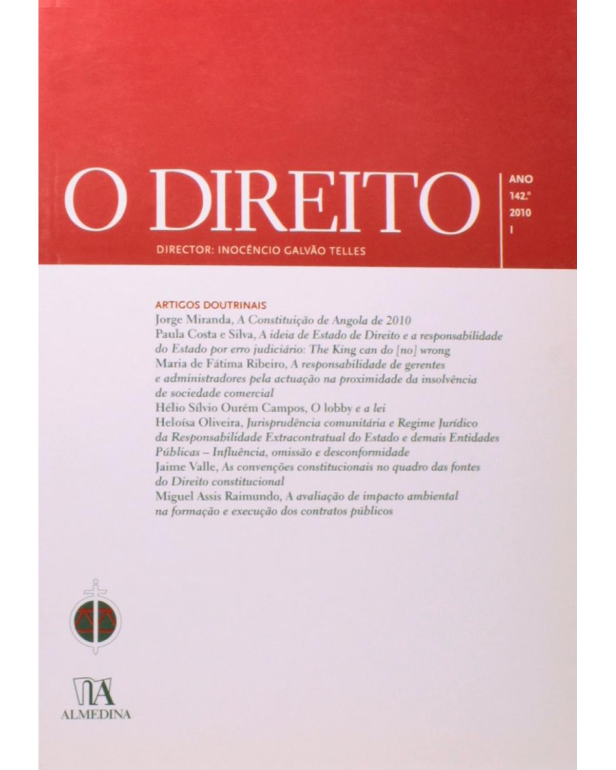 O direito: ano 142º - I - 1ª Edição | 2010