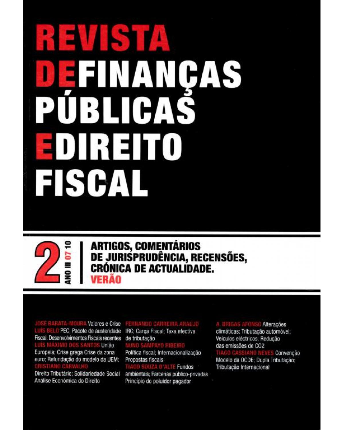 Revista de finanças públicas e direito fiscal: nº 2 - Ano III - 1ª Edição | 2010