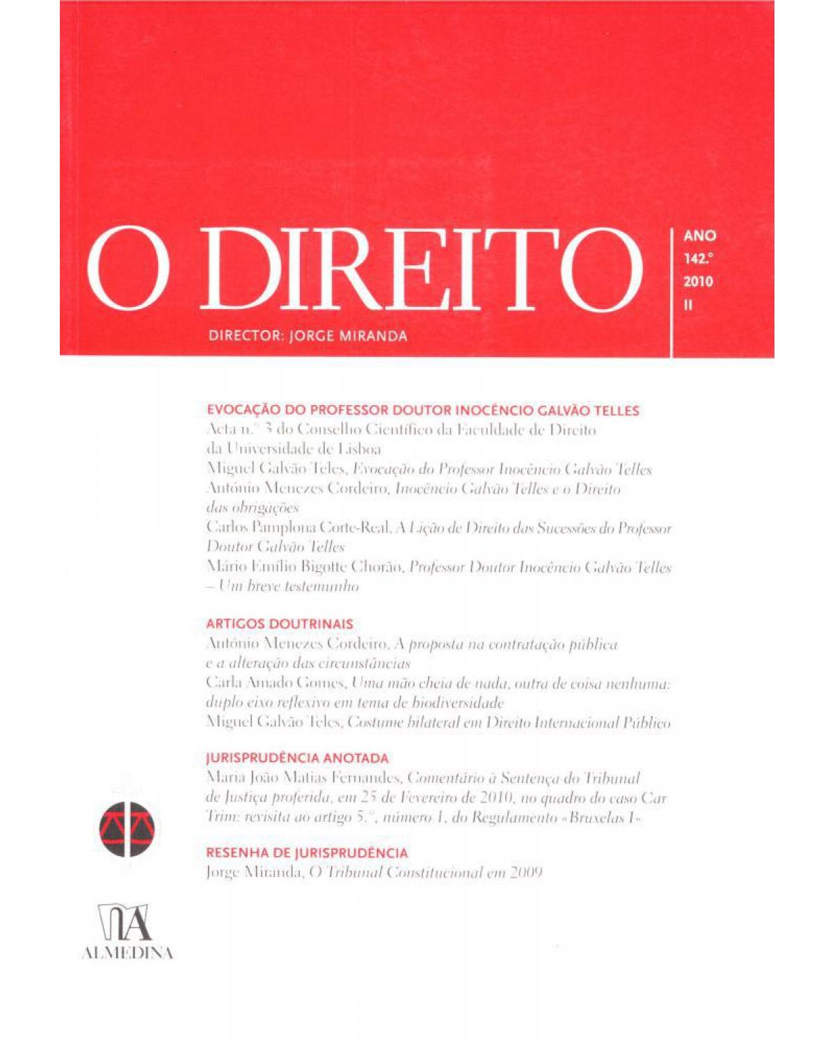 O direito: ano 142º - II - 1ª Edição | 2010